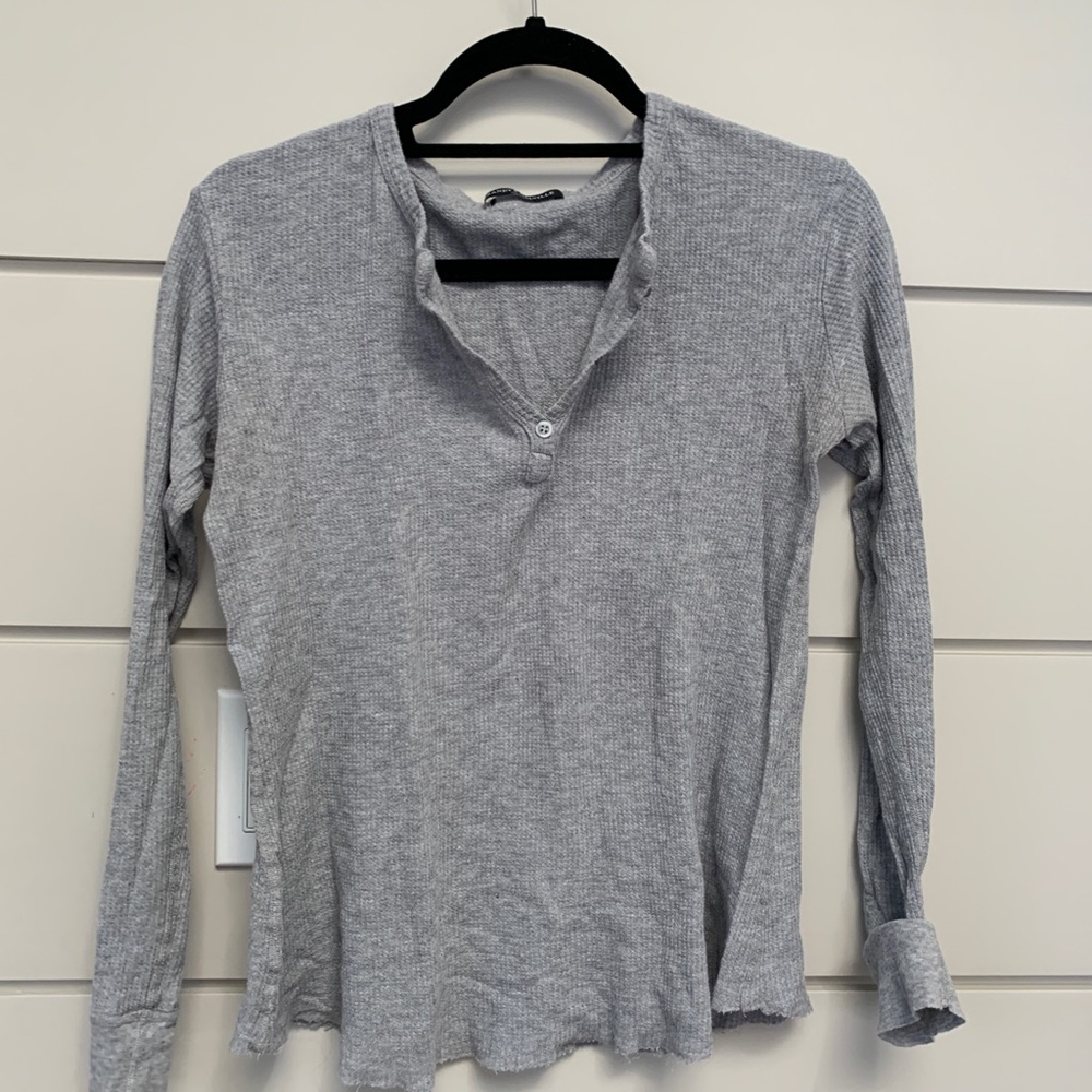 Light grey brandy longsleeve waffle knit